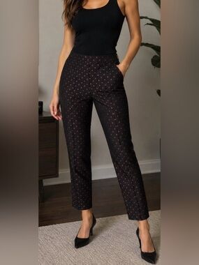 Talbots Black Metallic Polka Dot Ankle Pants Size 2